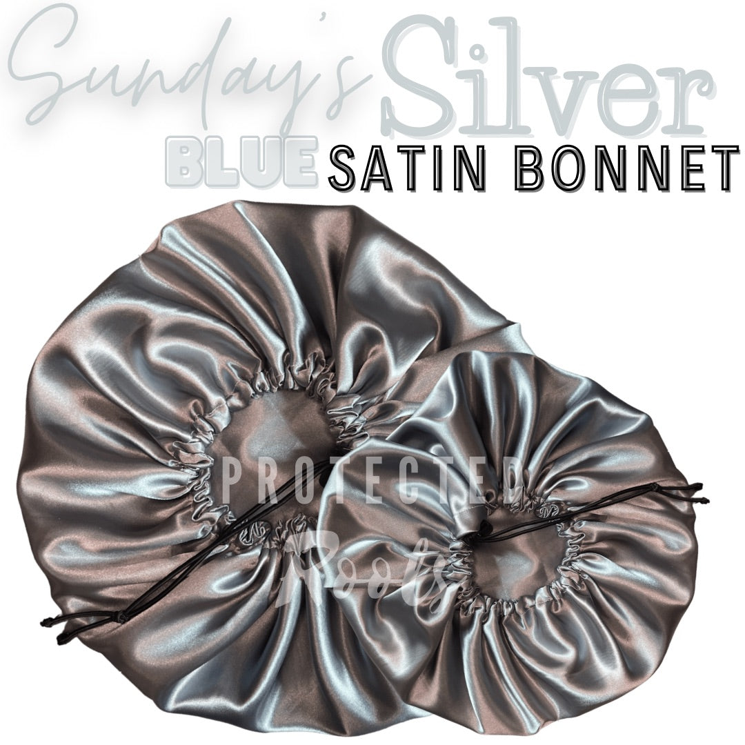 Sunday’s Silver BLUE Satin Bonnet