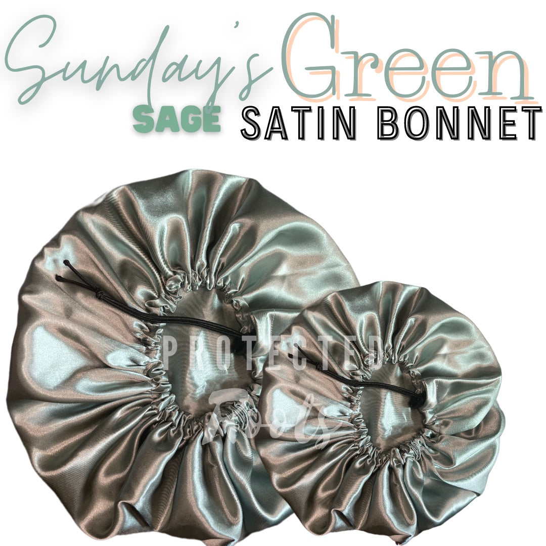 Sunday’s Green Sage Satin Bonnet