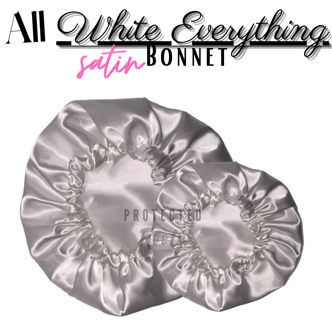 All White Everything Satin Bonnet